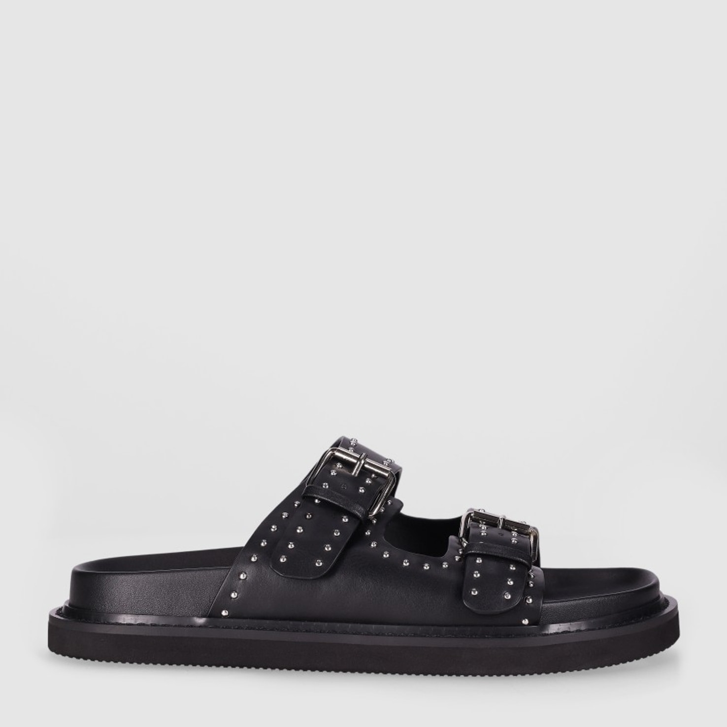 Sandalias de Piel Sintética - Negro - Tacón: 1 cm