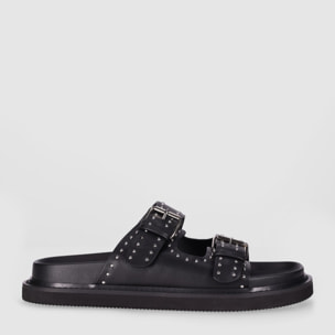 Sandalias de Piel Sintética - Negro - Tacón: 1 cm