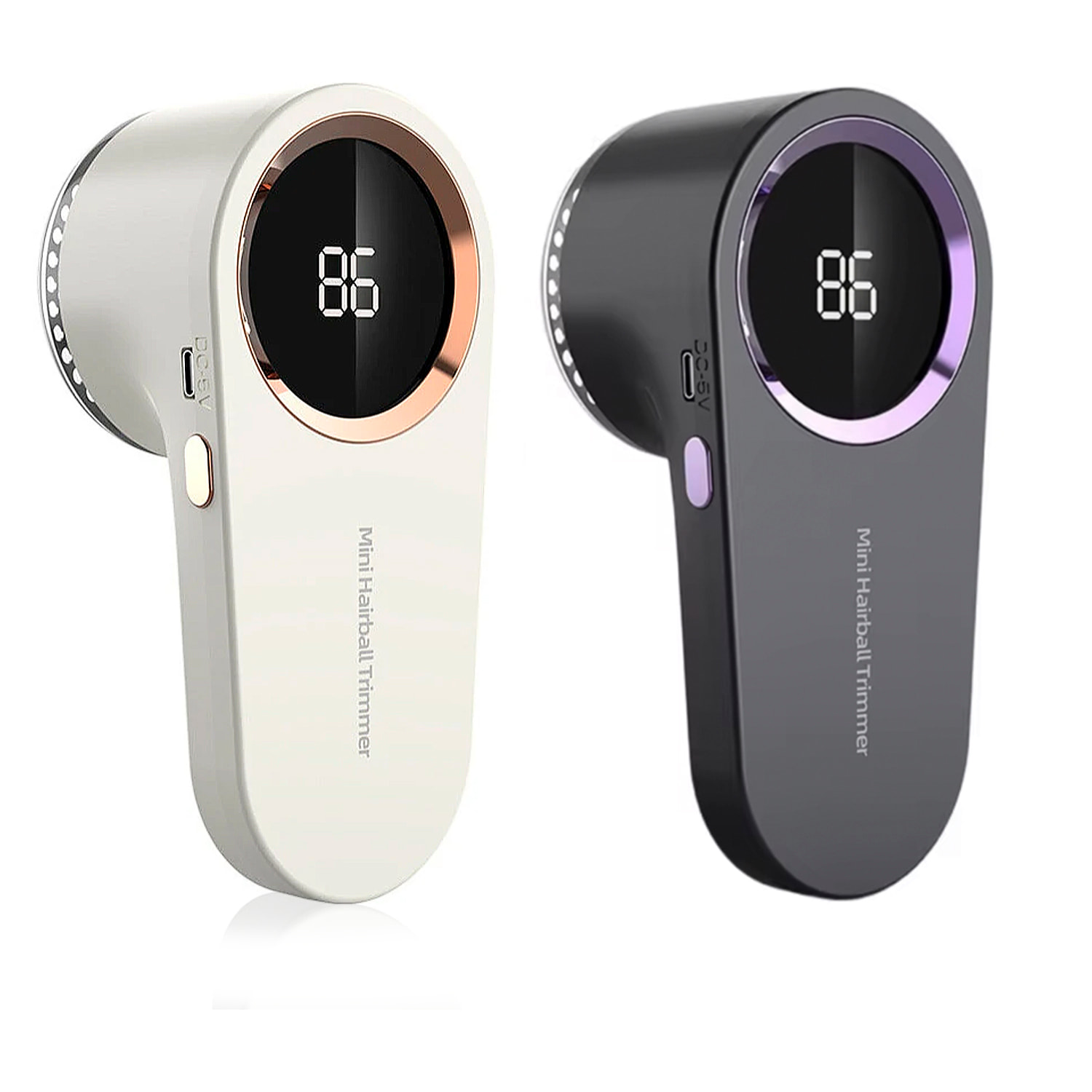 Rasatore per pelucchi compatto per la casa, dotato di schermo LCD con indicatore di batteria.