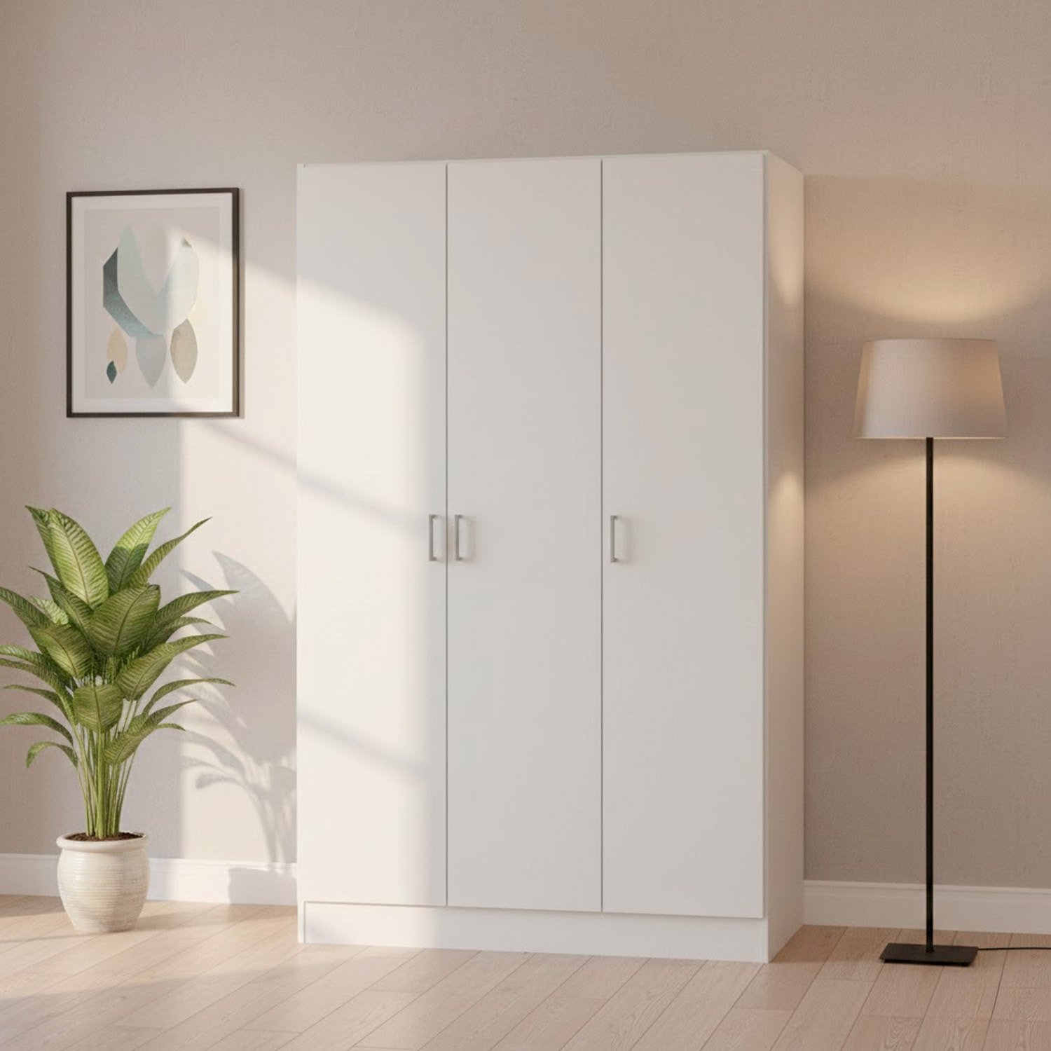 Armadio Multiuso Con 3 Ante Battenti E Ripiani Interni Design Moderno Salvaspazio Armadietto Mobile Camera Da Letto 140.25 x 36 x 180.9 cm Bianco