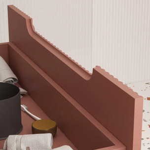 Meuble de Salle de Bains LEON 80cm Terracotta - 2 Tiroirs en MDF Ondules - Vasque Ronde 36cm
