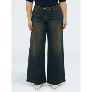 Fiorella Rubino - Jeans Wide Leg con aplicaciones luminosas - Azul