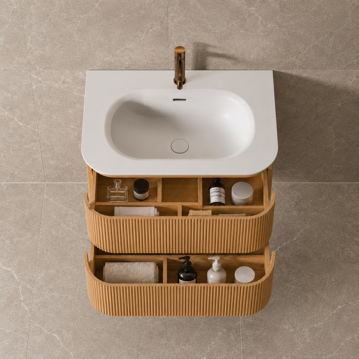 MOBILE DA BAGNO ARGO 80CM ROVERE PURO - 3 PEZZI