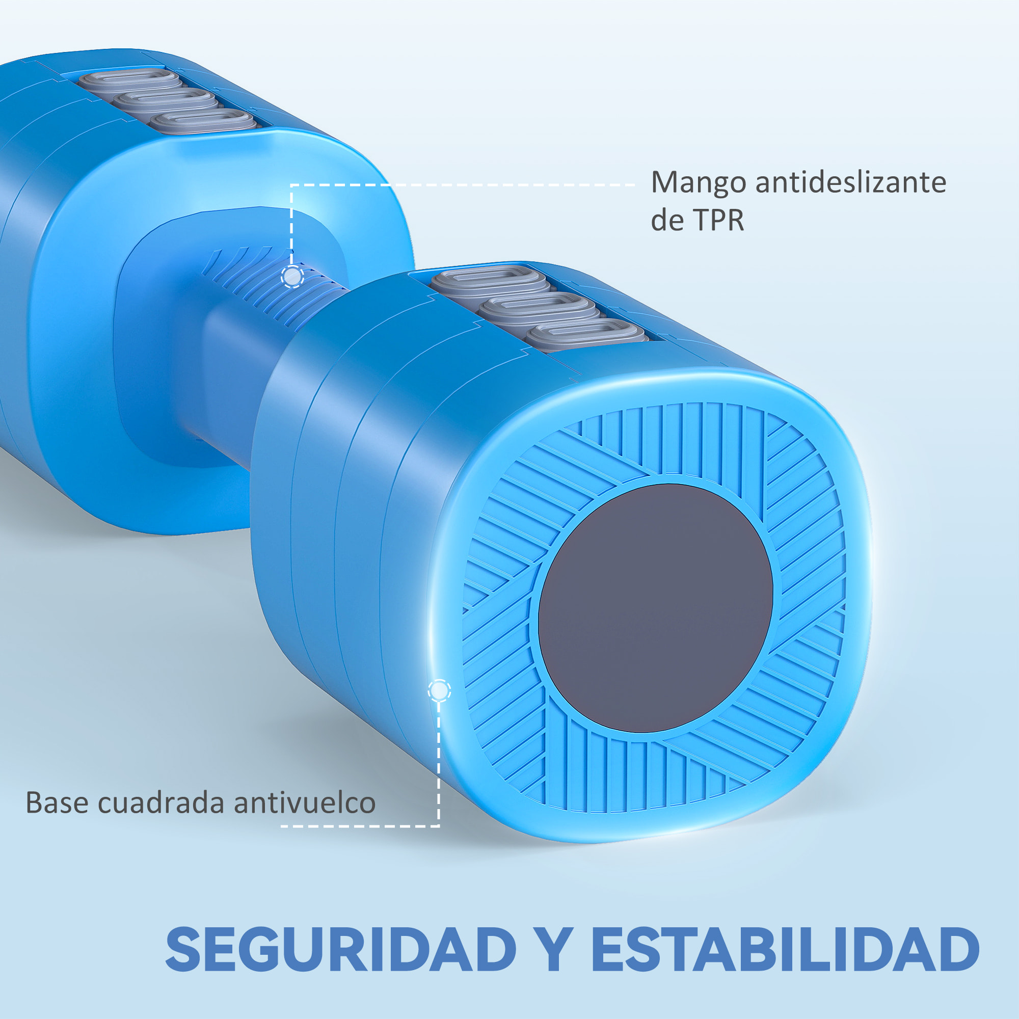 Juego de Mancuernas Ajustables 4 en 1, 1/1,5/2/2,5 kg, Juego de Pesas y Mancuernas de Metal con Mangos Antideslizantes y Diseño Cuadrado, para Entrenamiento en Casa, Gimnasio, Azul