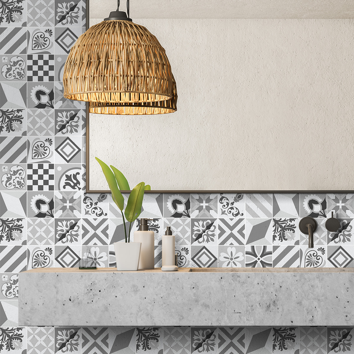 Stickers muraux - Sticker Mural Carrelage adhésif Cuisine Salle de Bain - 24 STICKERS CARRELAGES AZULEJOS MANUELANA