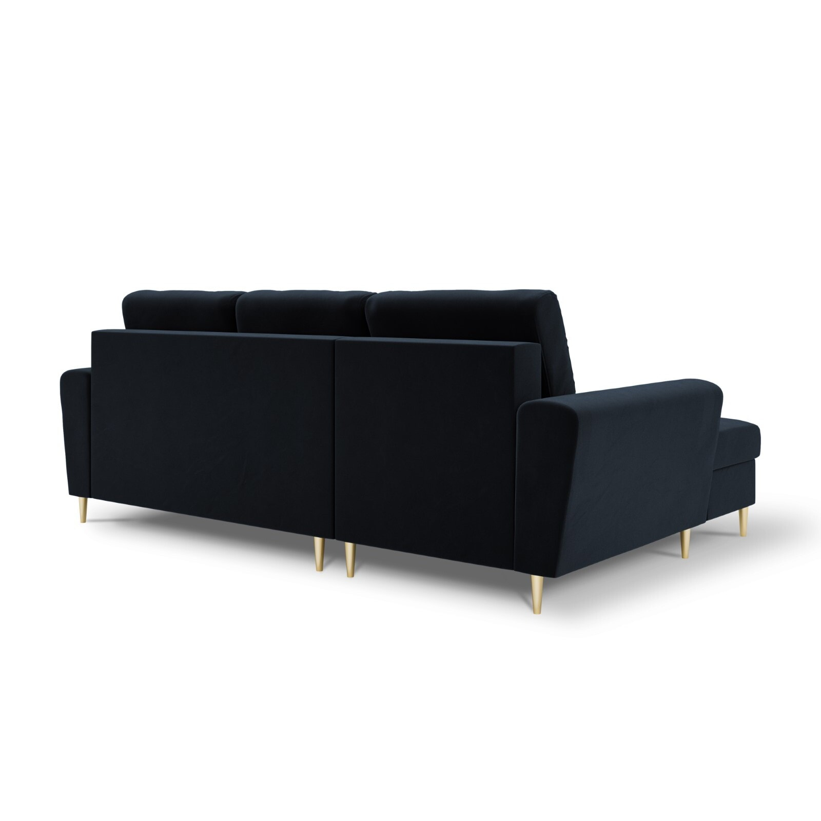 Canapé d'angle gauche convertible avec coffre de rangement "Kyoto" 4 places en velours bleu foncé
