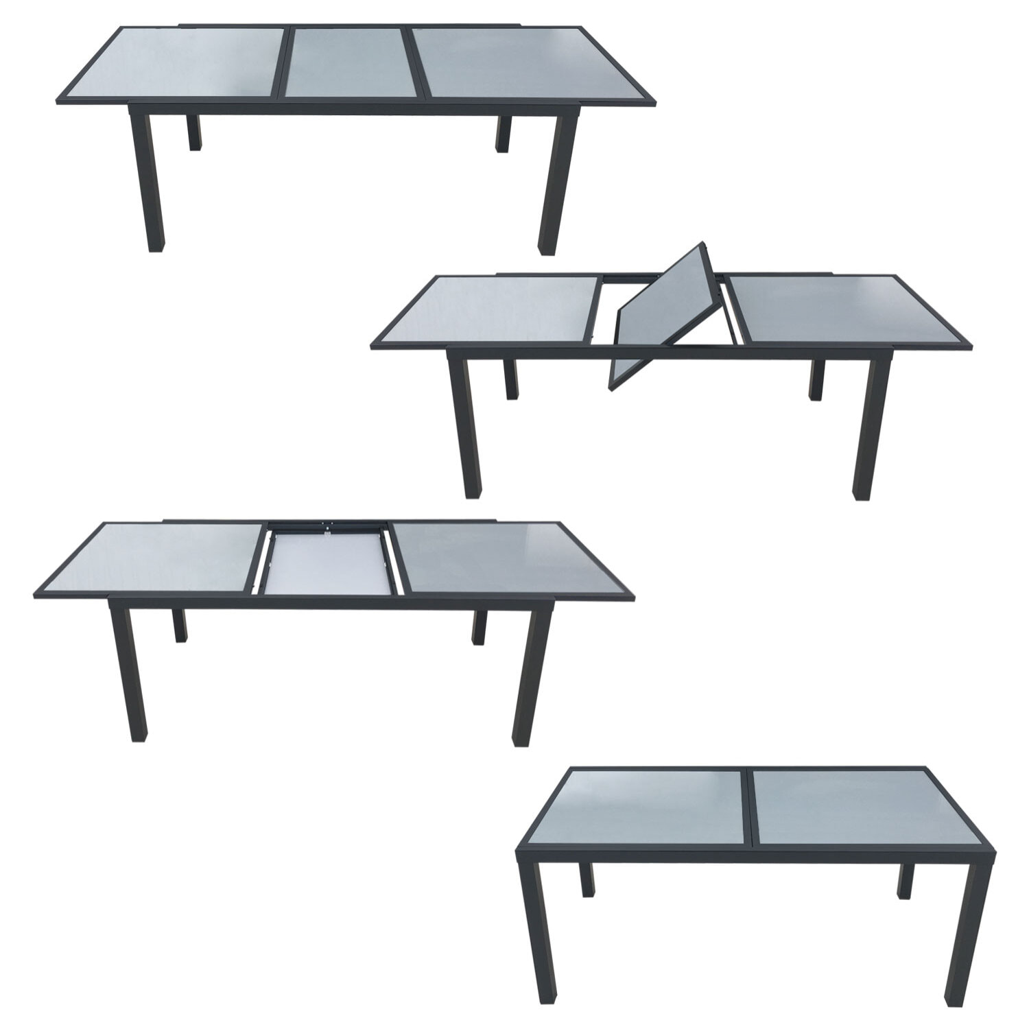 Salon de jardin FIRENZE extensible en textilène gris 8 places - aluminium anthracite