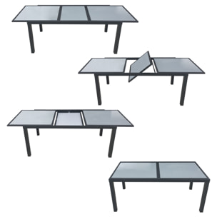Salon de jardin FIRENZE extensible en textilène gris 8 places - aluminium anthracite