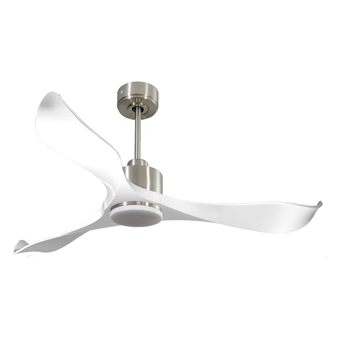 Ventilador de techo Reversible Termostato Dimable Wifi Motor DC Techos Inclinados Mando a Distancia Luz tres tonos Adaptador 2/3 Aspas Hypersilence Memoria VirginD132C03LED65037 PURLINE