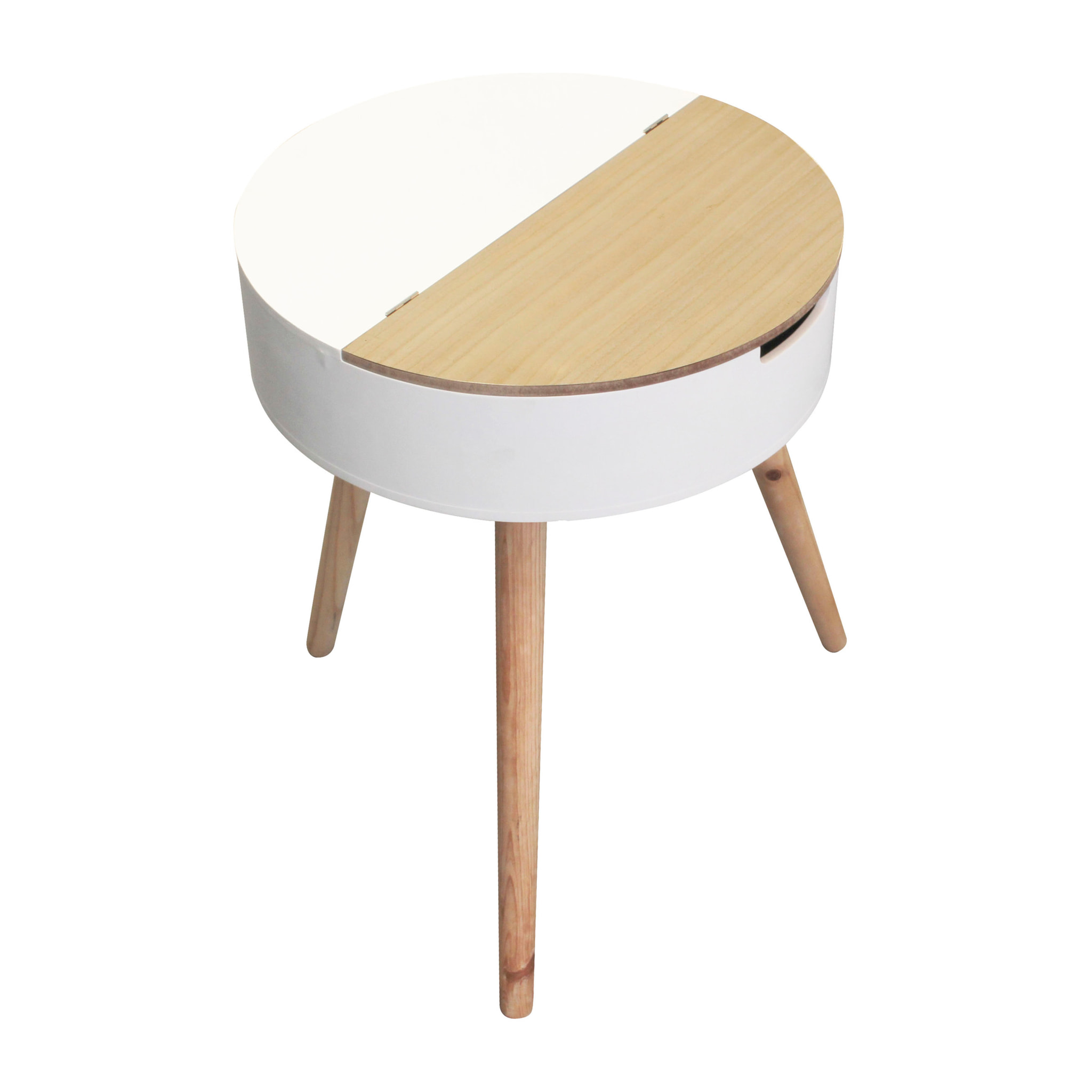 Table Coffre - HOME DECO FACTORY - Scandinave - Bicolore - Blanc et Beige