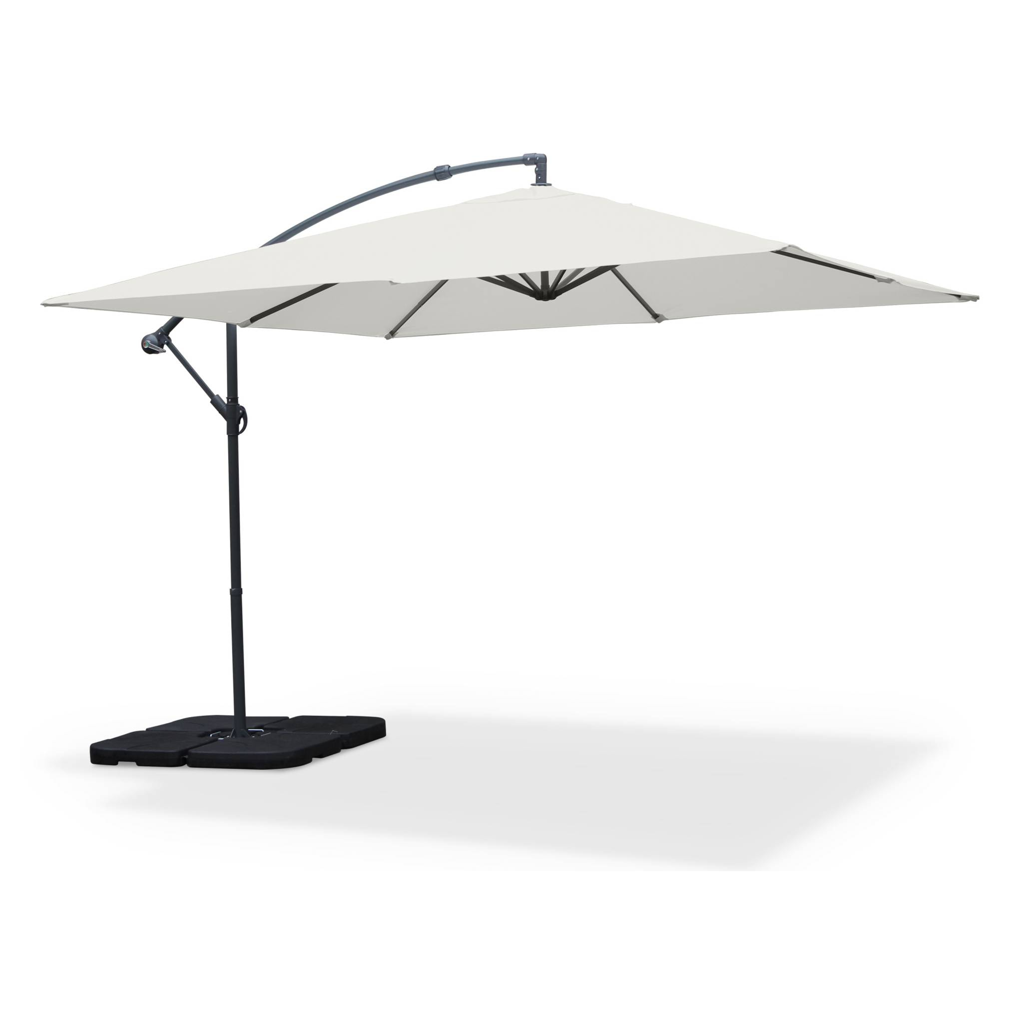 Parasol déporté carré 3x3m - Hardelot 3x3m - Ecru - Manivelle anti-retour | Toile déperlante | Facile à utiliser