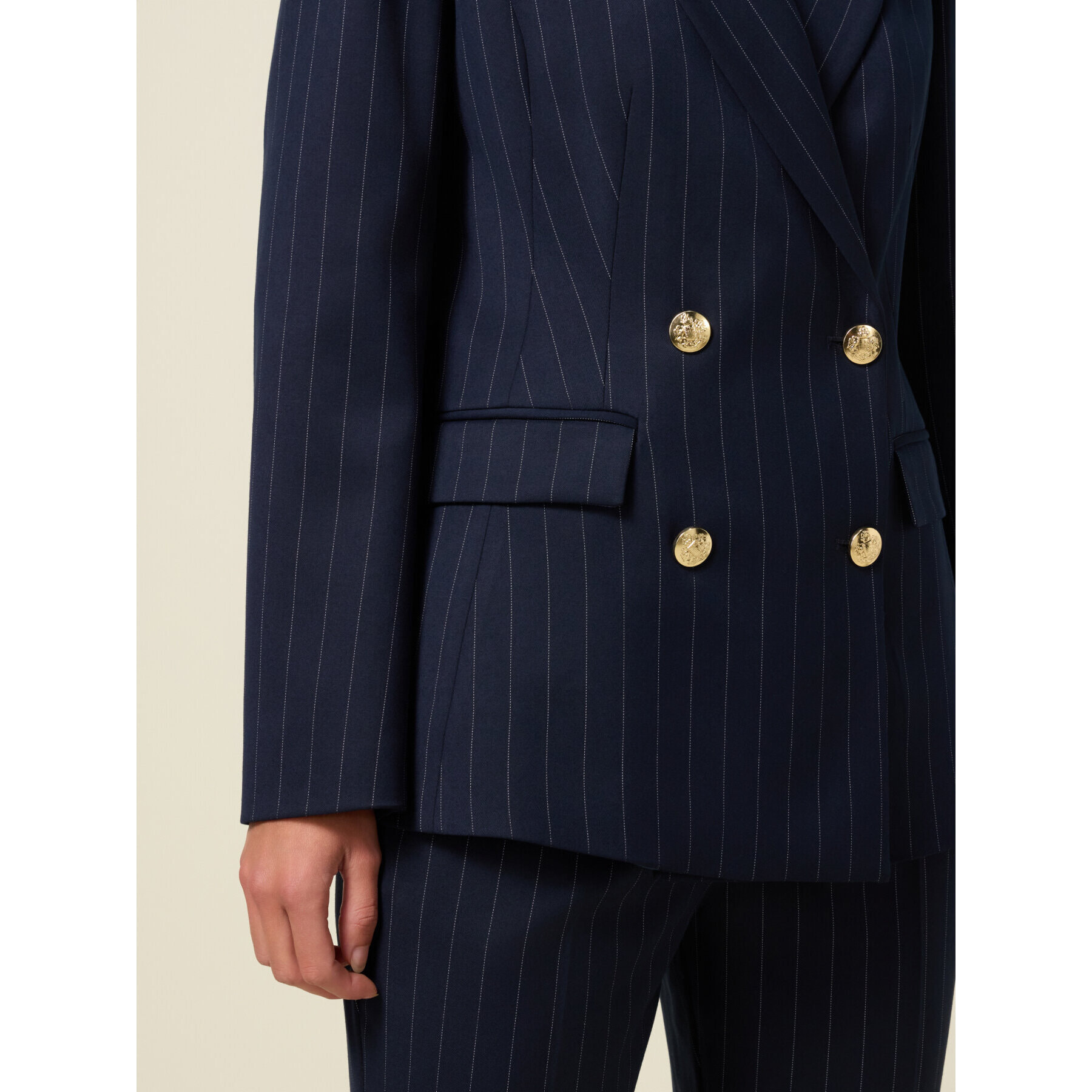 Oltre - Blazer cruzado a rayas - Azul