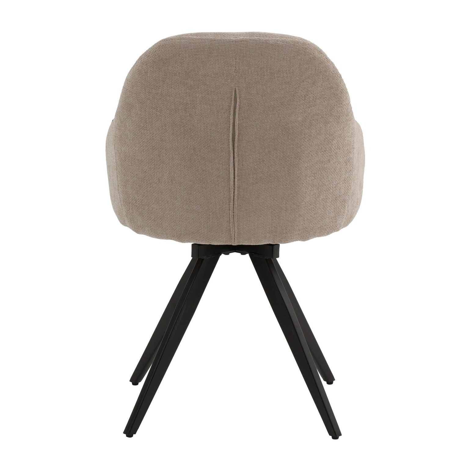 Set di 4 sedie girevoli COVENT in tessuto beige e gambe in metallo nero, con braccioli