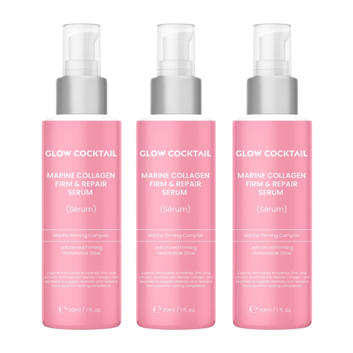 Trío de sérums reafirmantes y reparadores de colágeno marino