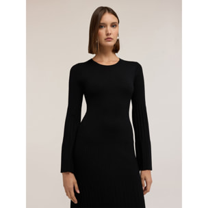 Motivi - Vestido largo de punto acanalado - Negro