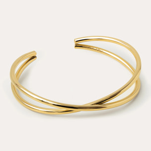 Brazalete Cruzado Acero Baño Oro