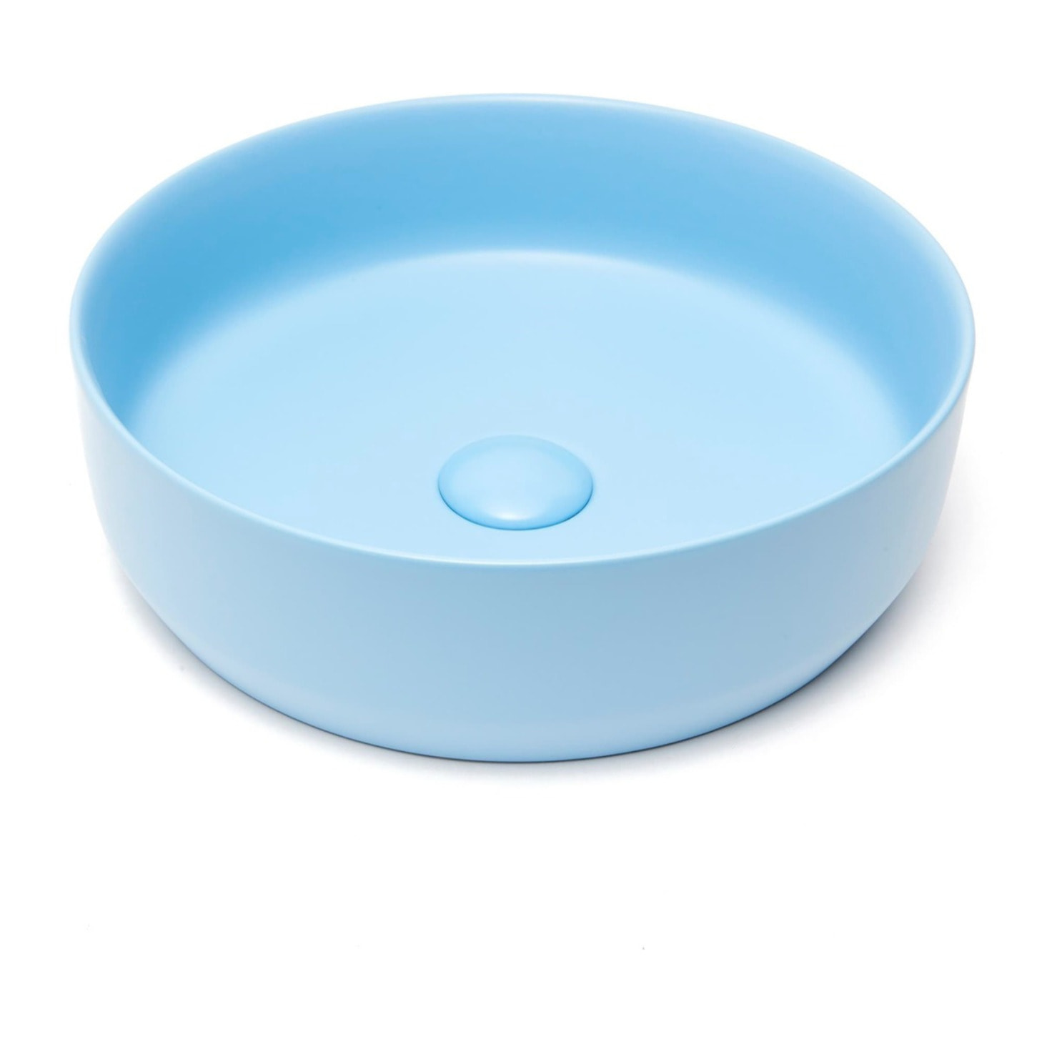 Vasque à poser ronde en céramique diamètre 39 cm - bleu mat - sans trop-plein - SAT Infinitio