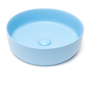 Vasque à poser ronde en céramique diamètre 39 cm - bleu mat - sans trop-plein - SAT Infinitio