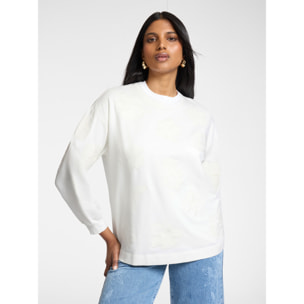 Elena Mirò - Sudadera de cuello redondo en algodón con bordados - Blanco