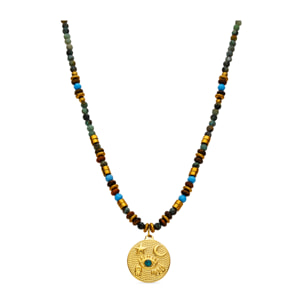 Collar con Multicolor Piedra Natural acabado oro 18k