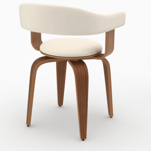 Chaise avec accoudoirs en cuir synthétique blanc - Harold