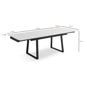 Table extensible en céramique blanc pure L160/240cm - 9 piètements - UNIK