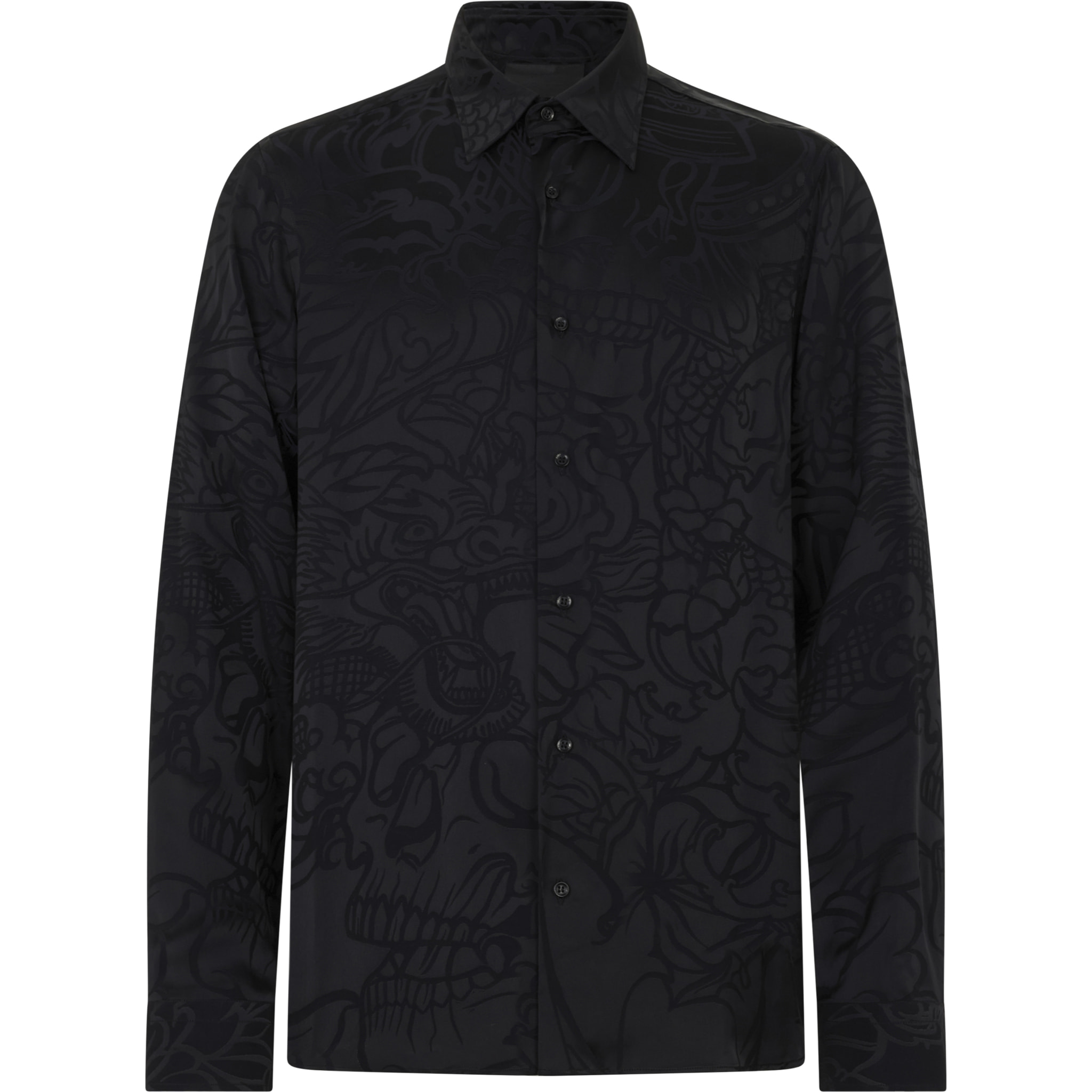 PHILIPP PLEIN Loose Fit Silk Shirt Dragon Skull