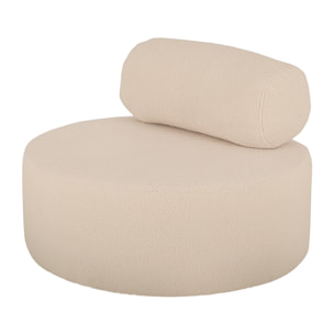 Fauteuil en bouclé rond couleur beige de 91x71cm Hauteur: 71 Longueur: 91 Largeur: 91