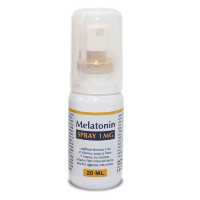 NUTRI EXPERT - Mélatonin Spray 1mg - Favorise l'endormissement - améliore le Sommeil - Evite les insomnies dues au décalage horaire - Spray Lingual Action Rapide - Sans accoutumance - Flacon de 20ml