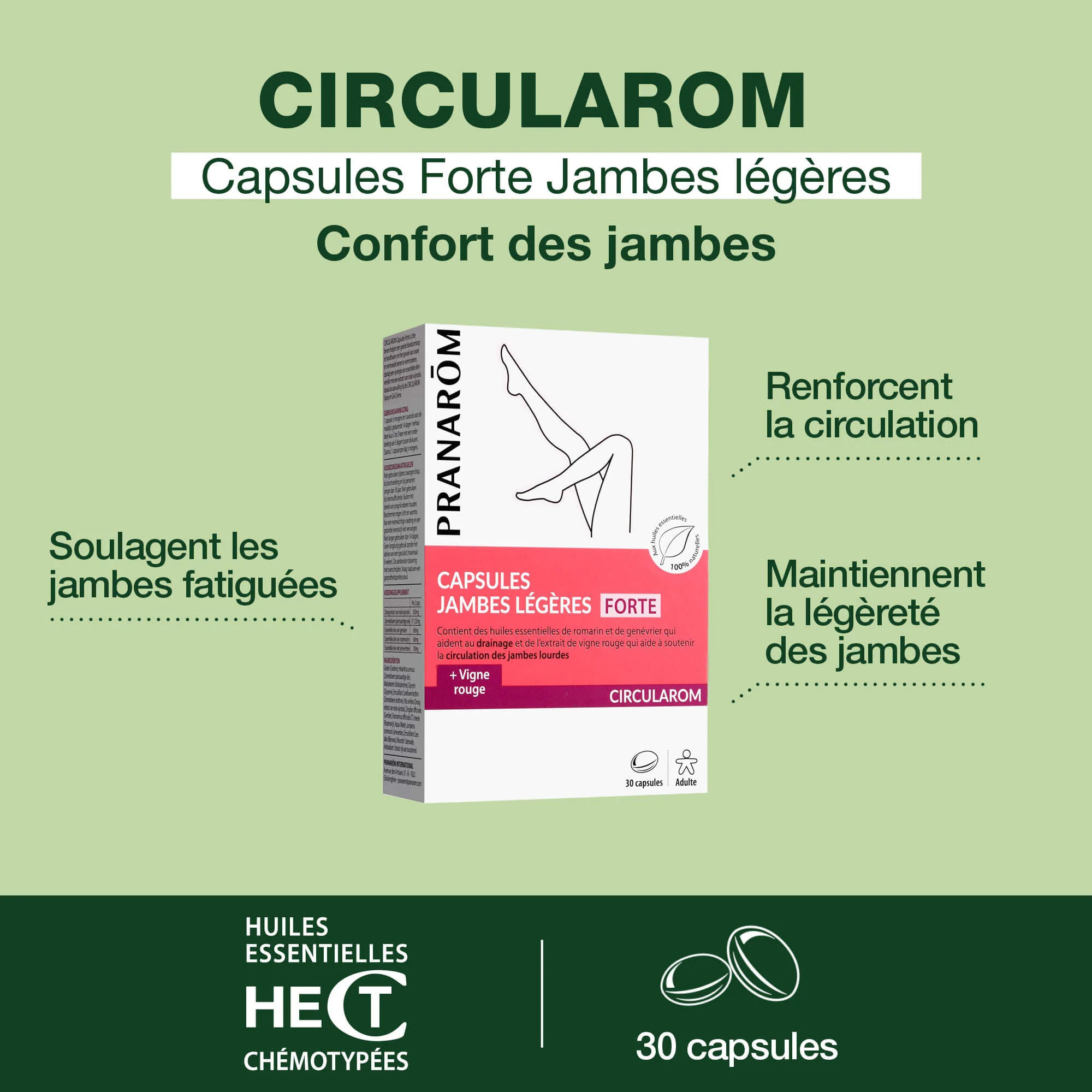 Pranarom - Capsules FORTE - Jambes légères - 30 capsules