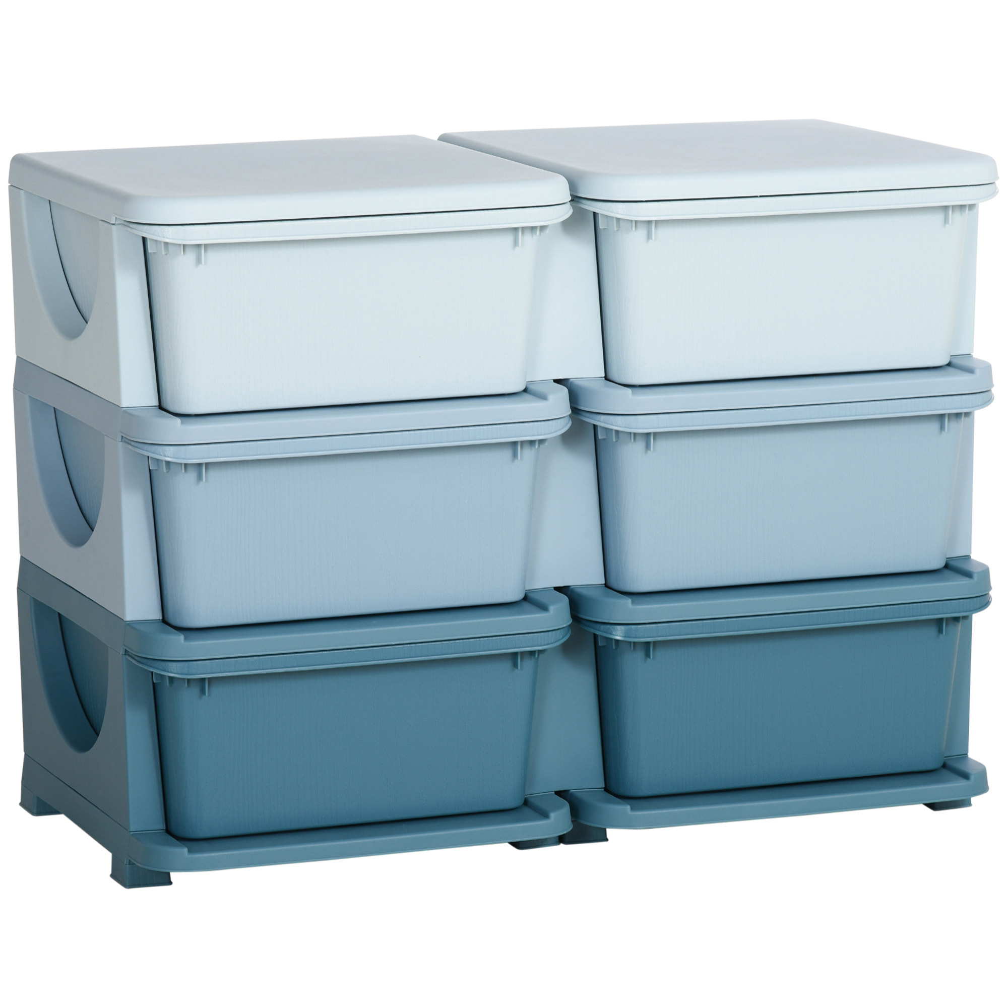 Organisateur de jouets enfant 6 tiroirs 3 niveaux bleu