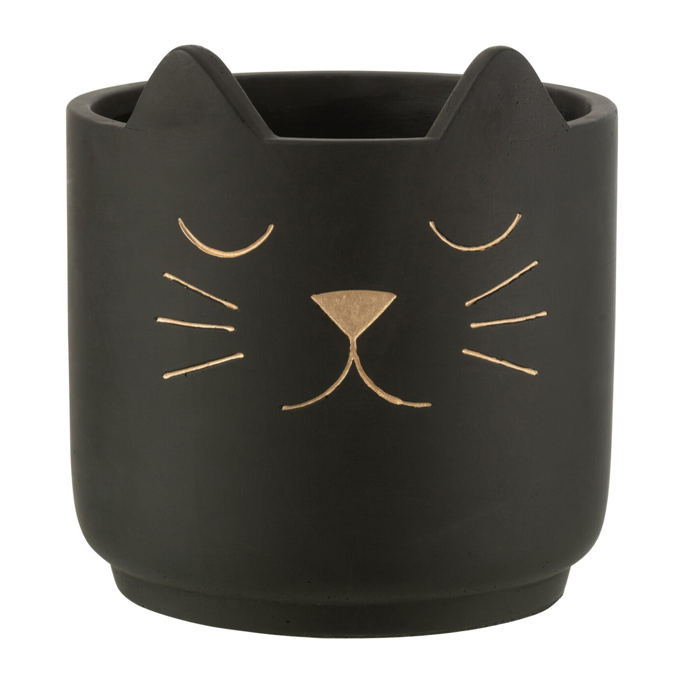 J-Line cache-pot Chat - céramique - noir/or - large - Ø 19 cm