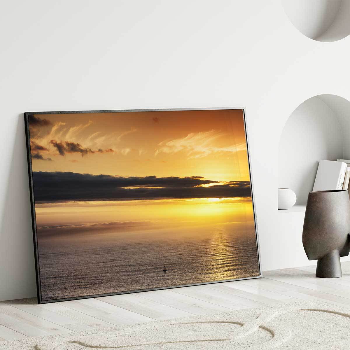 Affiche coucher de soleil sur la mer Calme plat Affiche seule