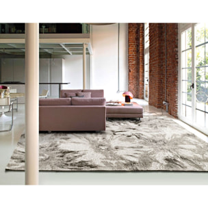 Tappeto Lavabile Disegno Floreale Tortora