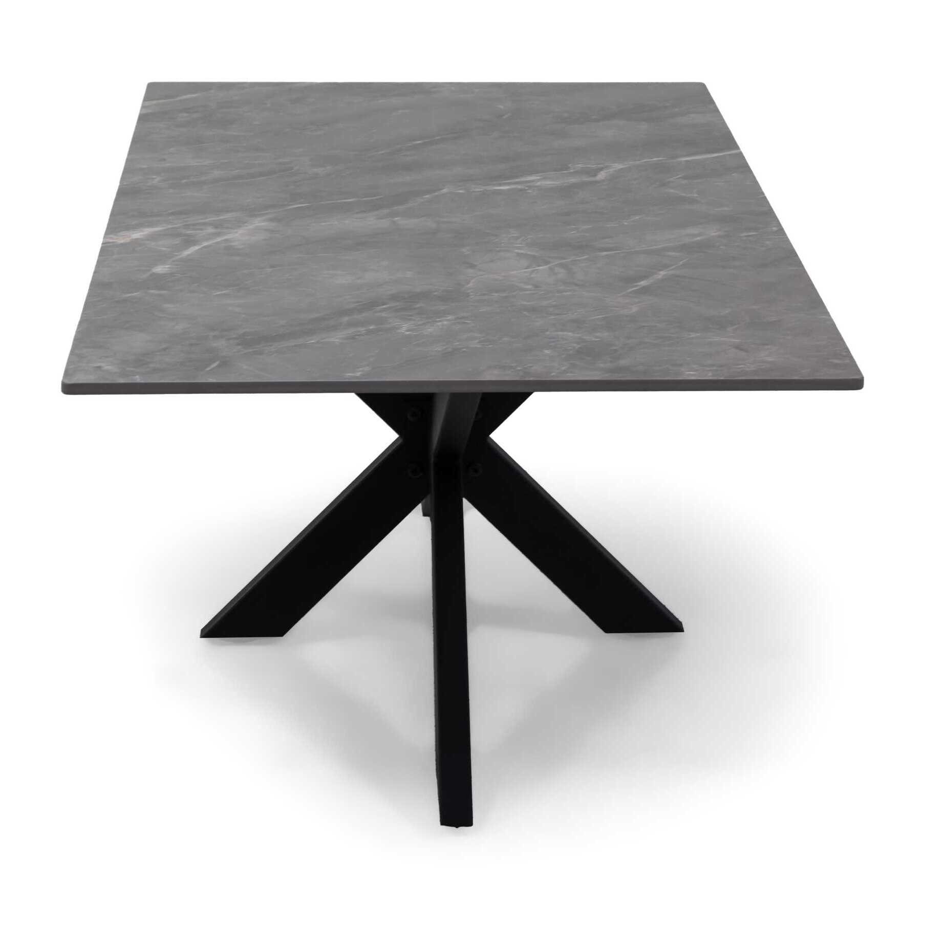 Tavolino Vacchetti in metallo con piano in pietra sinterizzata grigia cm120x65h45