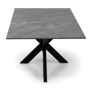 Tavolino Vacchetti in metallo con piano in pietra sinterizzata grigia cm120x65h45