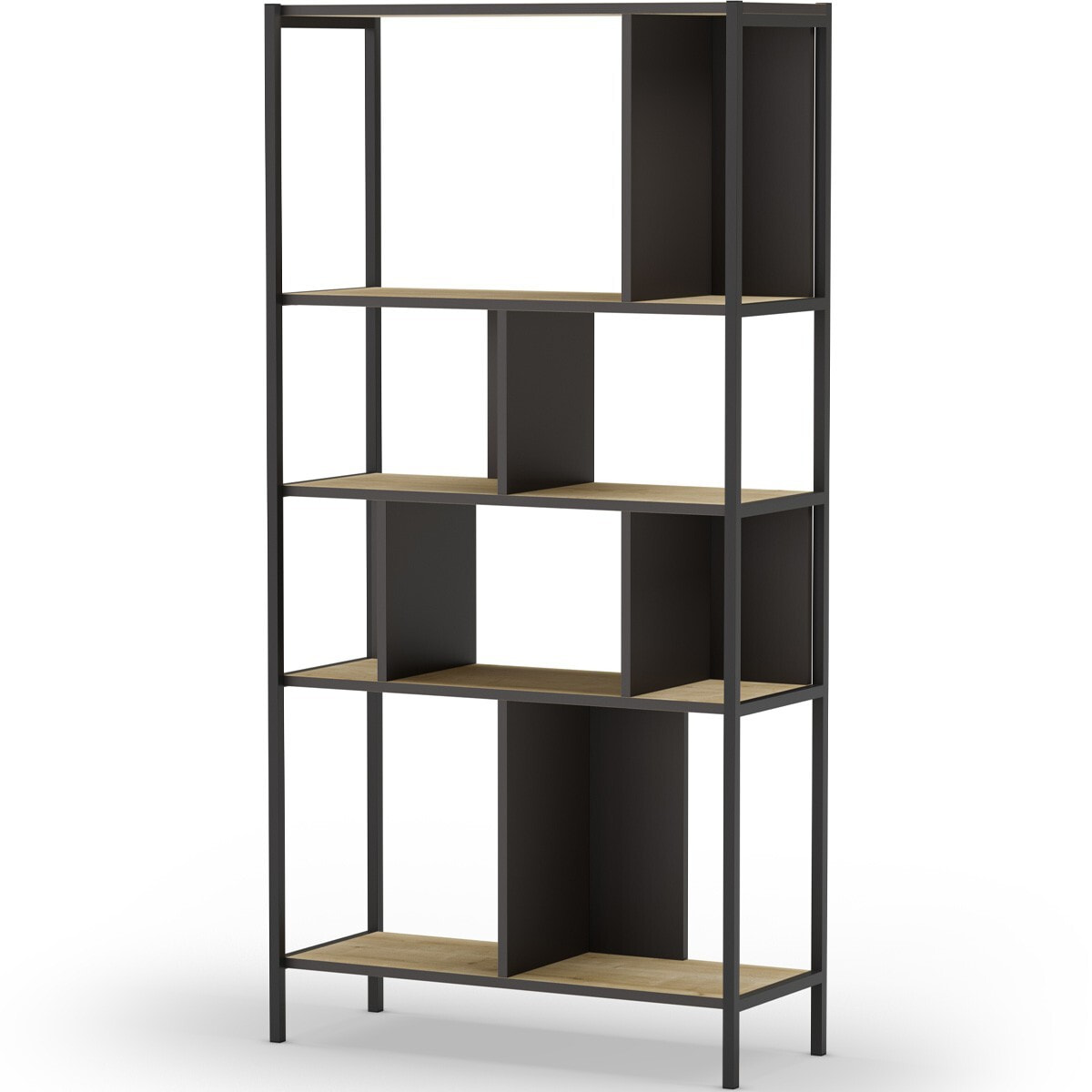 Bibliothèque 4 niveaux en métal noir - RITA