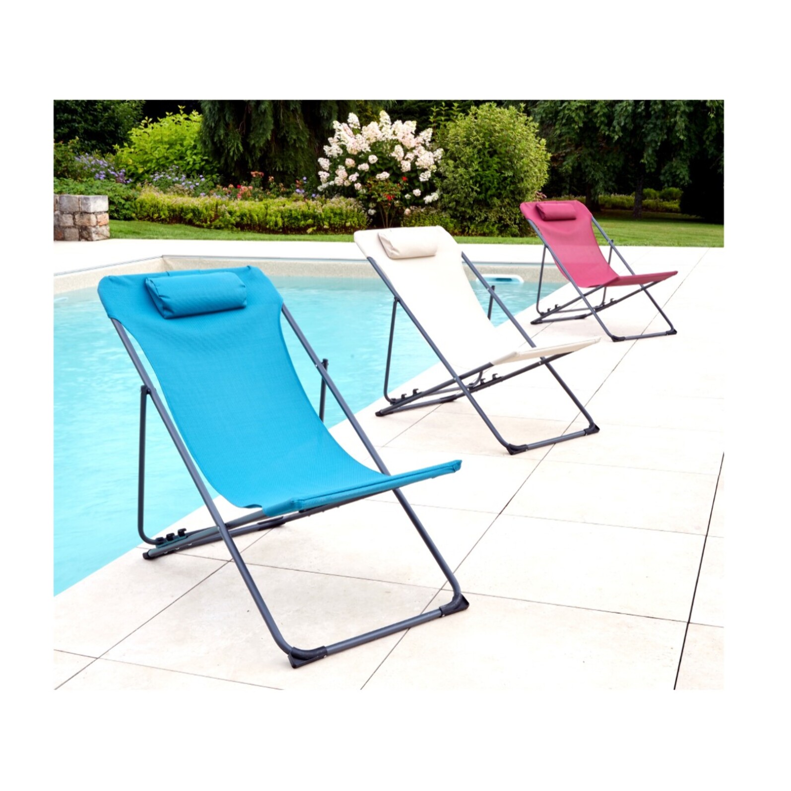 Lot de 6 Chiliennes en acier - bleu canard - SUNNY
