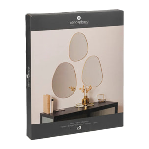 Lot de 3 miroirs organiques "Lida" L32/44,5/47cm or
