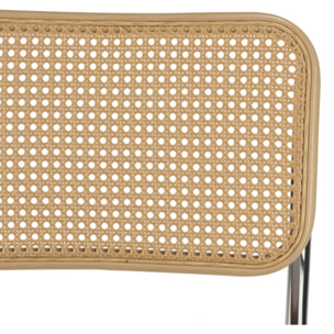 LEA - Lot de 2 chaises assise tissu taupe dossier effet cannage