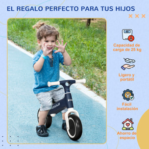 Bicicleta sin Pedales para Niños de 18-36 Meses Bicicleta de Equilibrio con Asiento Ajustable en Altura Carga 25 kg 67,5x32x44 cm Azul