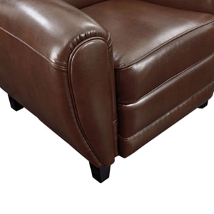 Fauteuil marron en croute de cuir enduite - Club
