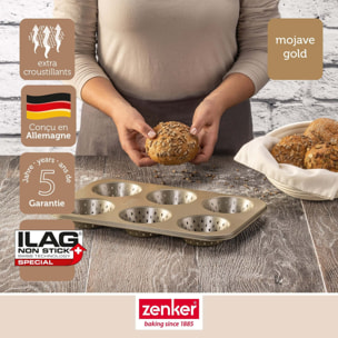 Moule à petits pains individuels ronds 6 empreintes 33 x 22 cm Zenker Mojave Gold