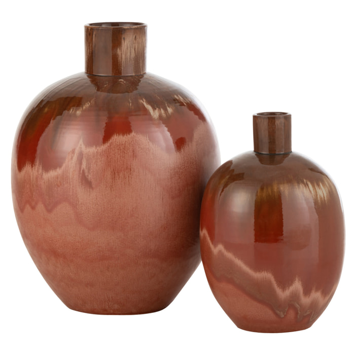 J-Line Vase Aline Oval Ceramique Rouge Large