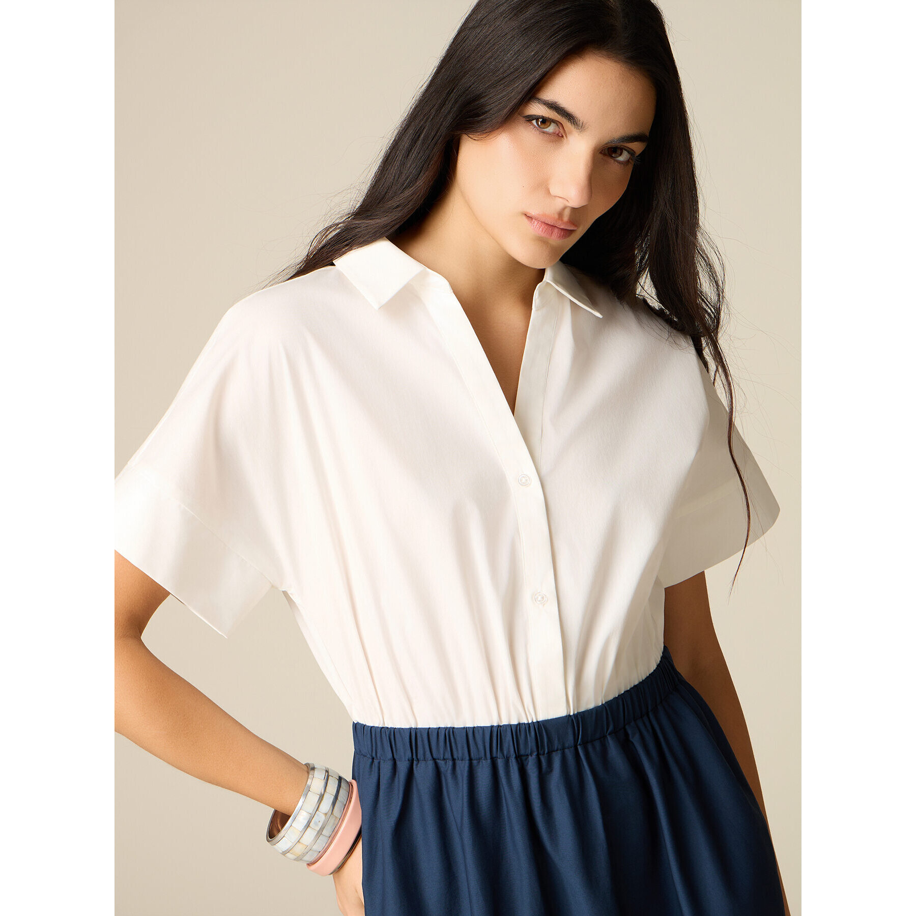 Oltre - Vestido largo color block - Azul