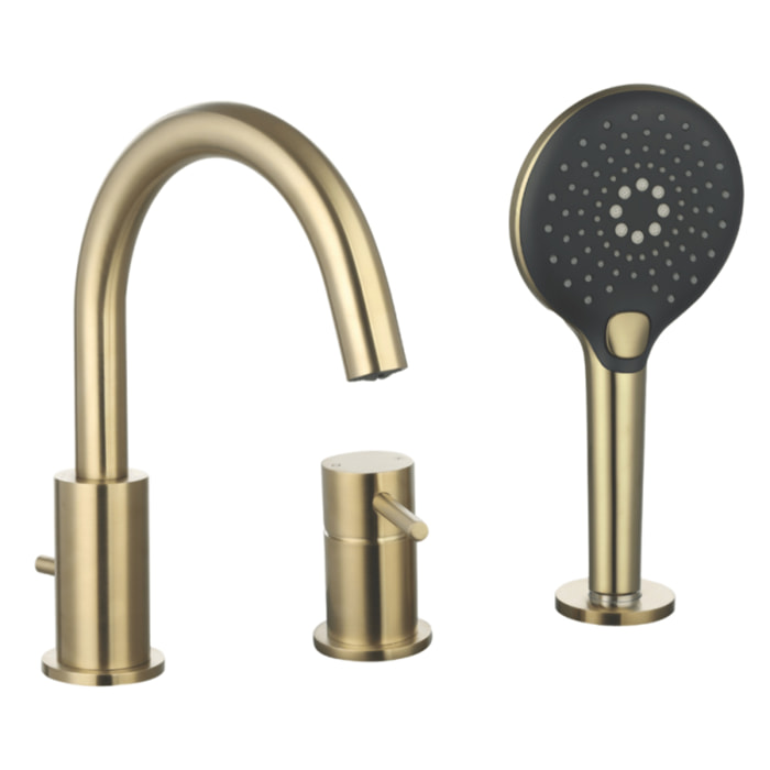 Mitigeur bain douche mécanique 3 trous + douchette 3 jets PAINI Ortence laiton brossé