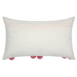 Coussin avec cerises en relief pompons - Beige