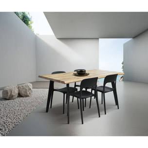 Tavolo ALICUDI con piano in legno finitura rovere rustico e gambe in metallo nero 160x90cm