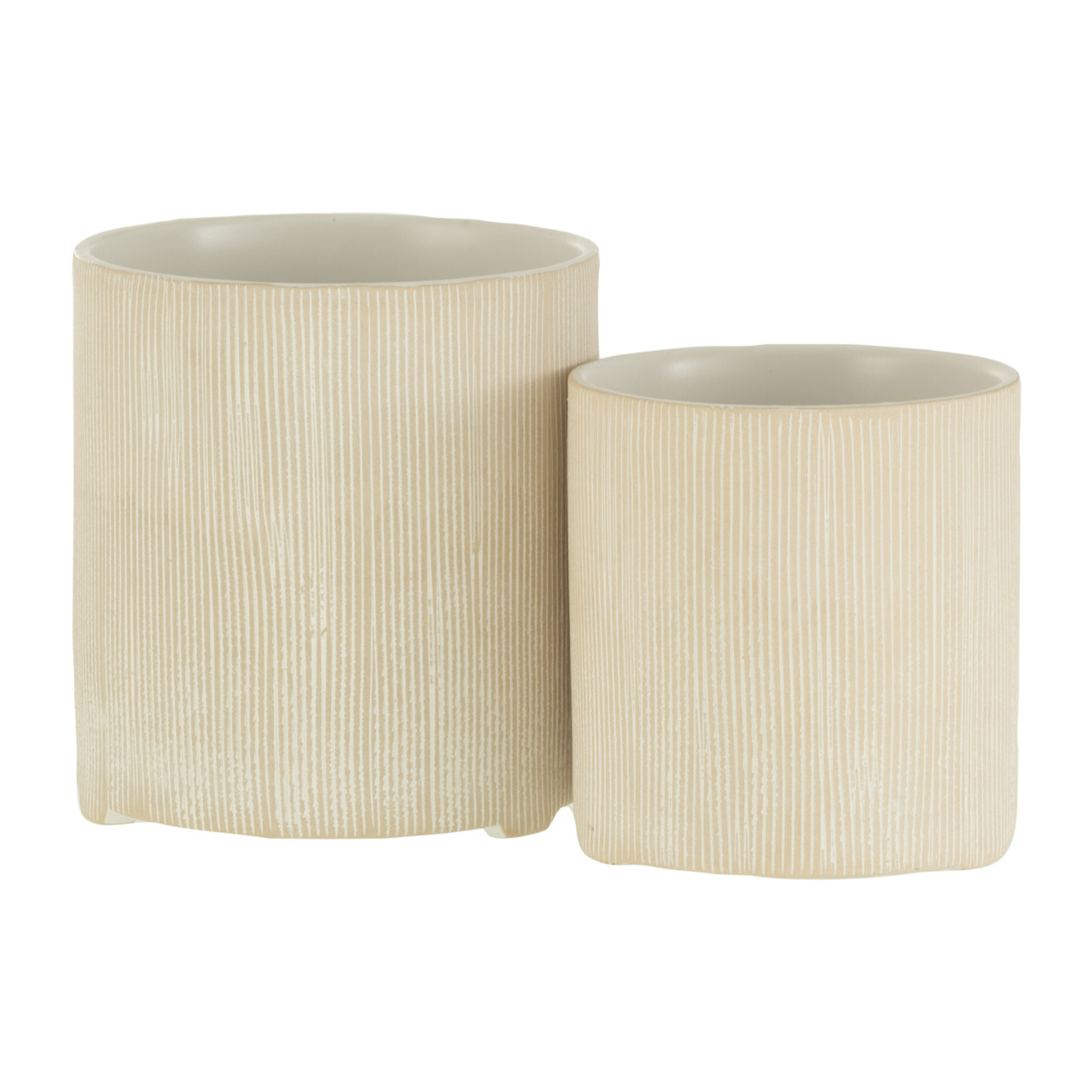 J-Line cache-pot Maria Rond - céramique - blanc - large - Ø 14.5 cm