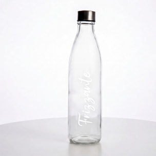 Set 6 bottiglie in vetro da 1 litro con tappo in acciaio inox, bottiglie per acqua naturale e frizzante, resistenti e riutilizzabili, design elegante per tavola e frigorifero, facili da pulire, ideali per casa ristorante e ufficio
